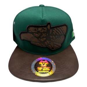 Top Level Mexican Eagle Graphic Snapback Cap with Faux Leather Brim